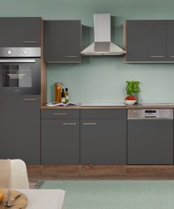 Respekta Küchenprogramm Eiche York Küchenzeile 280 cm inkl. E- Geräte & Mineralite Einbauspüle