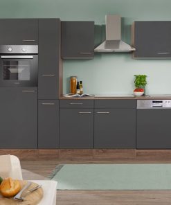 Respekta Küchenprogramm Eiche York Küchenzeile 310 cm inkl. E-Geräte & Mineralite Einbauspüle