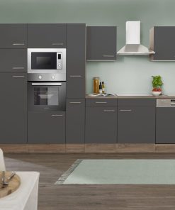 Respekta Küchenprogramm Eiche York Küchenzeile 370 cm inkl. E-Geräte & Mineralite Einbauspüle