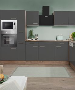 Respekta Küchenprogramm Eiche York Winkelküche 370 cm inkl. E-Geräte & Mineralite Einbauspüle