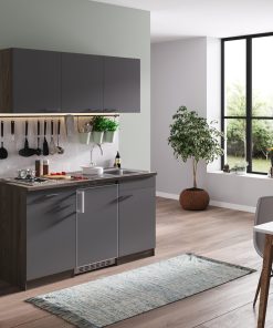 Respekta Küchenzeile KB150EYG 150 cm Grau-Eiche York Nachbildung