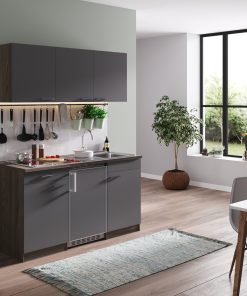 Respekta Küchenzeile KB150EYGC 150 cm Grau-Eiche York Nachbildung