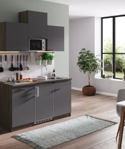 Respekta Küchenzeile KB150EYGMI 150 cm Grau-Eiche York Nachbildung