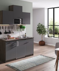 Respekta Küchenzeile KB150EYGMIC 150 cm Grau-Eiche York Nachbildung