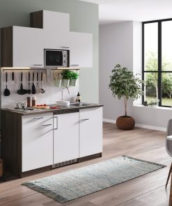 Respekta Küchenzeile KB150EYWMI 150 cm Weiß-Eiche York Nachbildung