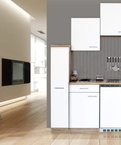 Respekta Küchenzeile KB180ESW 180 cm Weiß-Eiche Sägerau Nachbildung