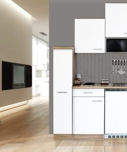 Respekta Küchenzeile KB180ESWMI 180 cm Weiß-Eiche Sägerau Nachbildung