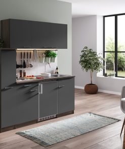 Respekta Küchenzeile KB180EYG 180 cm Grau-Eiche York Nachbildung