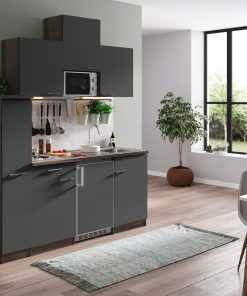 Respekta Küchenzeile KB180EYGMI 180 cm Grau-Eiche York Nachbildung