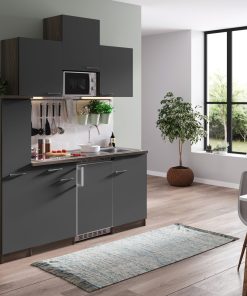 Respekta Küchenzeile KB180EYGMIC 180 cm Grau-Eiche York Nachbildung