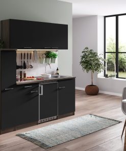 Respekta Küchenzeile KB180EYSC 180 cm Schwarz-Eiche York Nachbildung