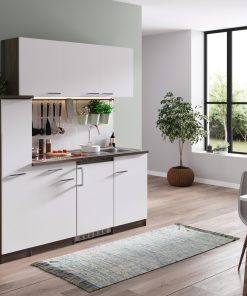 Respekta Küchenzeile KB180EYWC 180 cm Weiß-Eiche York Nachbildung