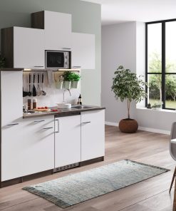 Respekta Küchenzeile KB180EYWMI 180 cm Weiß-Eiche York Nachbildung