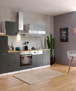 Respekta Küchenzeile KB250WGC 250 cm Weiß - Grau