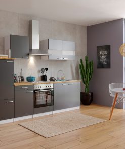 Respekta Küchenzeile KB270WG 270 cm Weiß - Grau