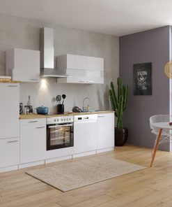 Respekta Küchenzeile KB280WWC 280 cm Weiß mit Glaskeramik