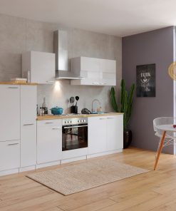 Respekta Küchenzeile KB300WW 300 cm Weiß