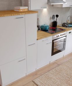 Respekta Küchenzeile KB310WWC 310 cm Weiß mit Glaskeramikkochfeld