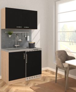 Respekta Miniküche MK100ESSOSS 100 cm schwarz - Kochmulde