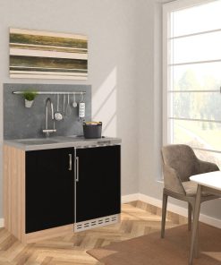 Respekta Miniküche MK100ESSS 100 cm schwarz - Kochmulde