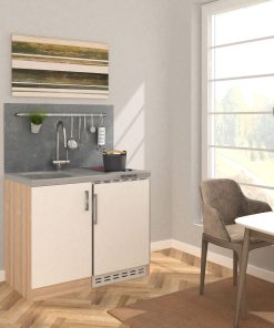 Respekta Miniküche MK100ESWC 100 cm weiß - Glaskeramikkochfeld