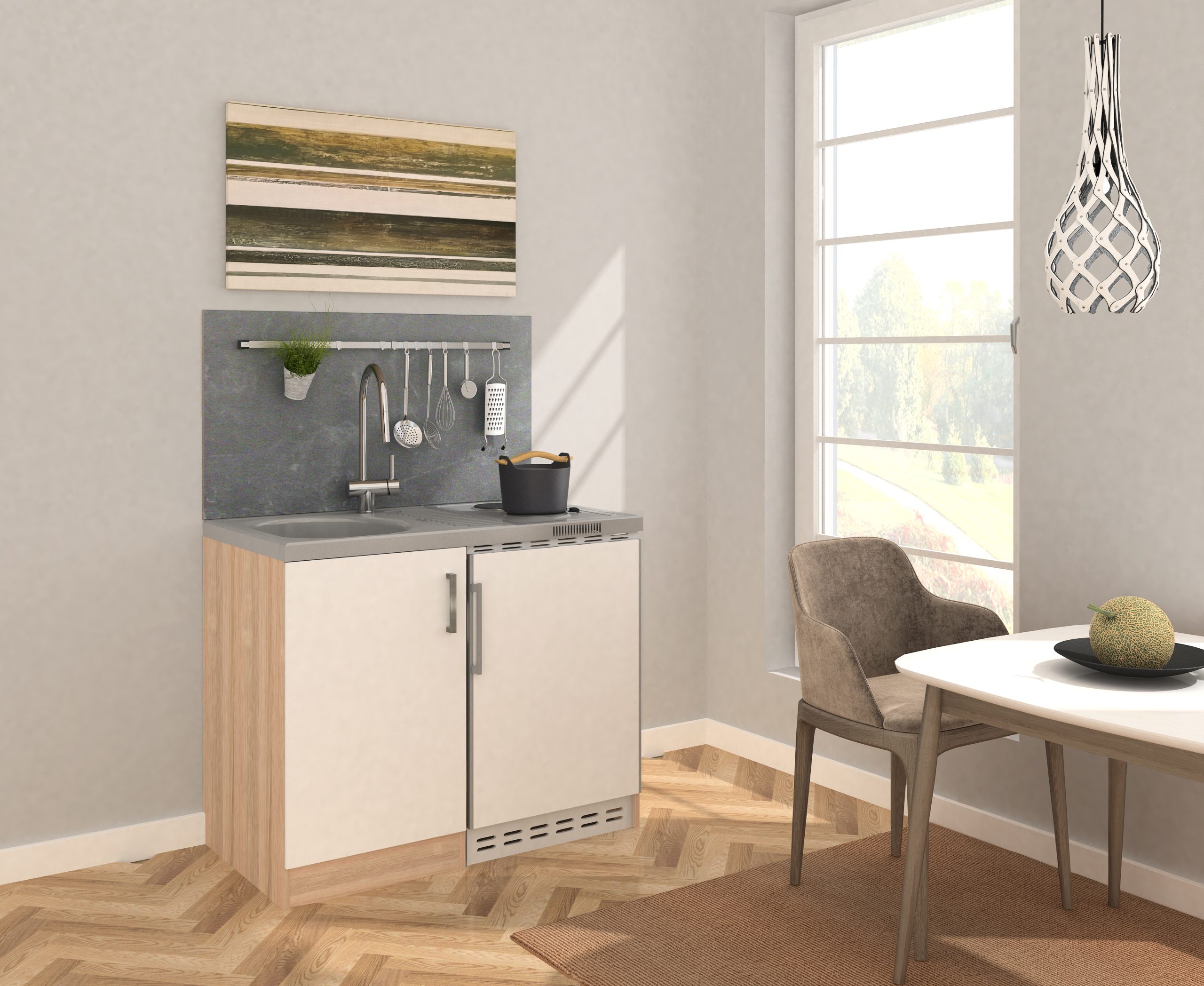 Respekta Miniküche MK100ESWS 100 cm weiß - Kochmulde