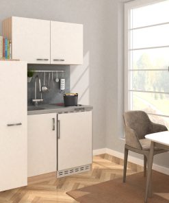 Respekta Miniküche MK130ESWOSC 130 cm weiß - Glaskeramikkochfeld