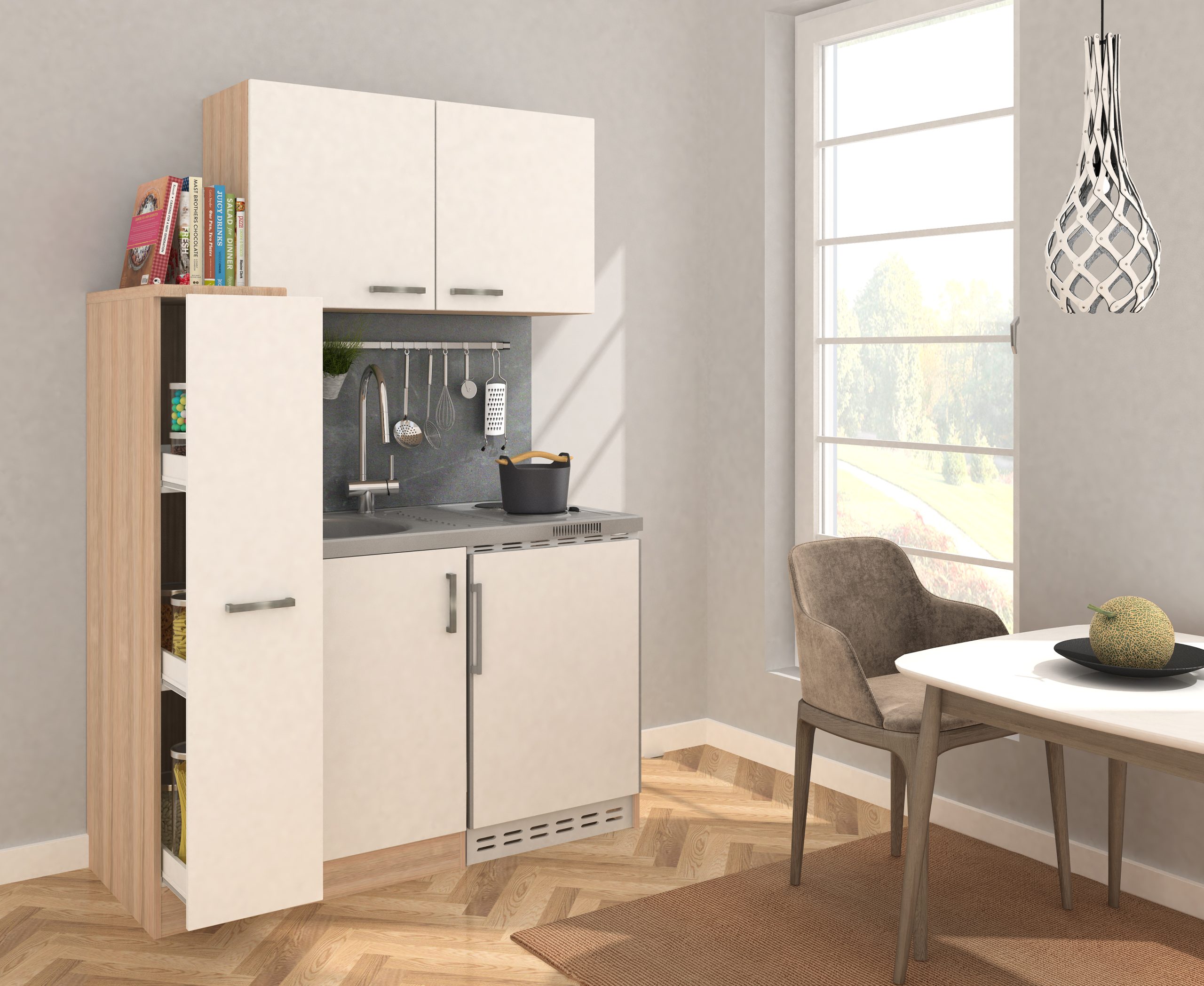 Respekta Miniküche MK130ESWOSS 130 cm weiß - Kochmulde