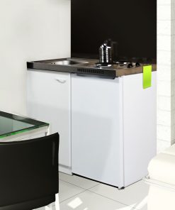 Respekta Miniküche PANTRY100SV weiß Duokochfeld