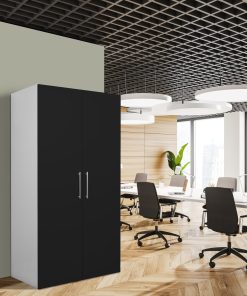 Respekta Schrankküche SKWSCS weiß schwarz - Pantryauflage mit Glaskeramikkochfeld