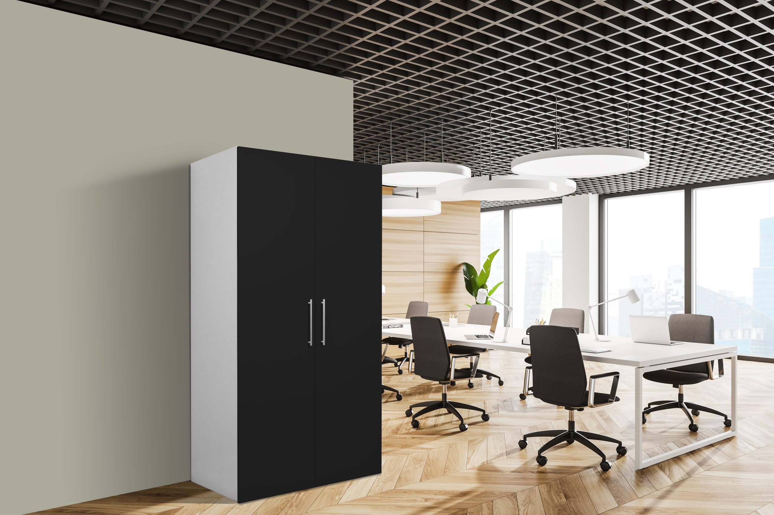 Respekta Schrankküche SKWSS weiß schwarz - Pantryauflage mit Duokochfeld