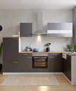 Respekta Winkelküche KBL280WGCG 280 cm Weiß - Grau