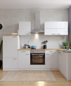 Respekta Winkelküche KBL280WSCG 280 cm Weiß - Weiß