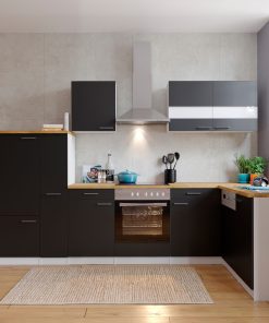 Respekta Winkelküche KBL310WGCG 310cm  Weiß - Schwarz