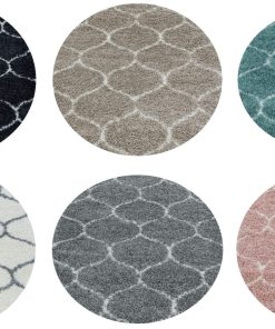 Runder Hochflor-Teppich im skandinavischen Design – Flauschig