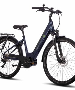 SAXONETTE Premium Sport E-Bike Scheibenbremsen Federgabel Mittelmotor 10 Gang Nabenschaltung Wave nightblue glänzend
