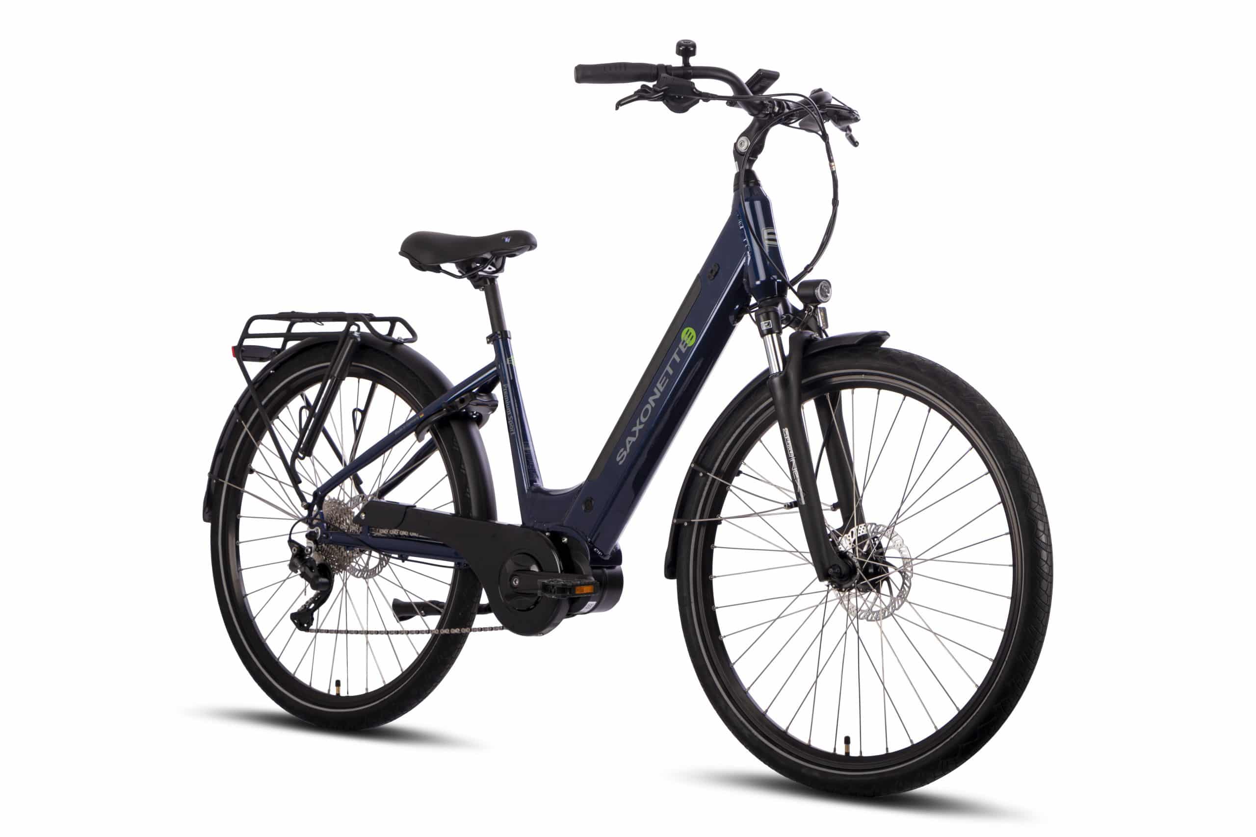 SAXONETTE Premium Sport E-Bike Wave 10 Gang Kettenschaltung Mittelmotor Scheibenbremsen Federgabel nightblue glänzend