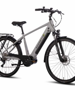 SAXONETTE Premium Sport  E-Trekkingbike 10 Gang Scheibenbremse Federgabel Mittelmotor silber matt