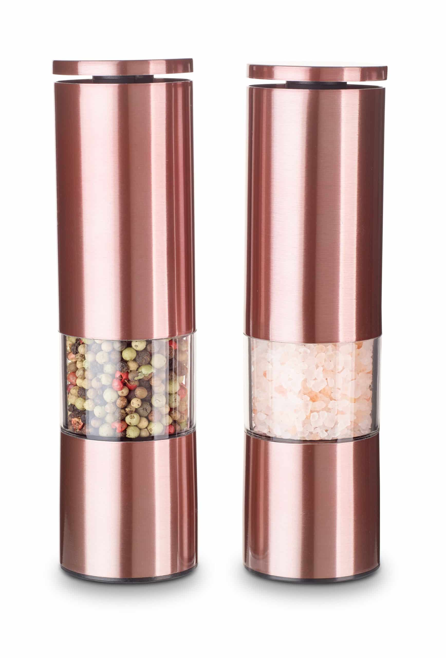 Salz-/ Pfeffermühlen Set aus Edelstahl - kupfer