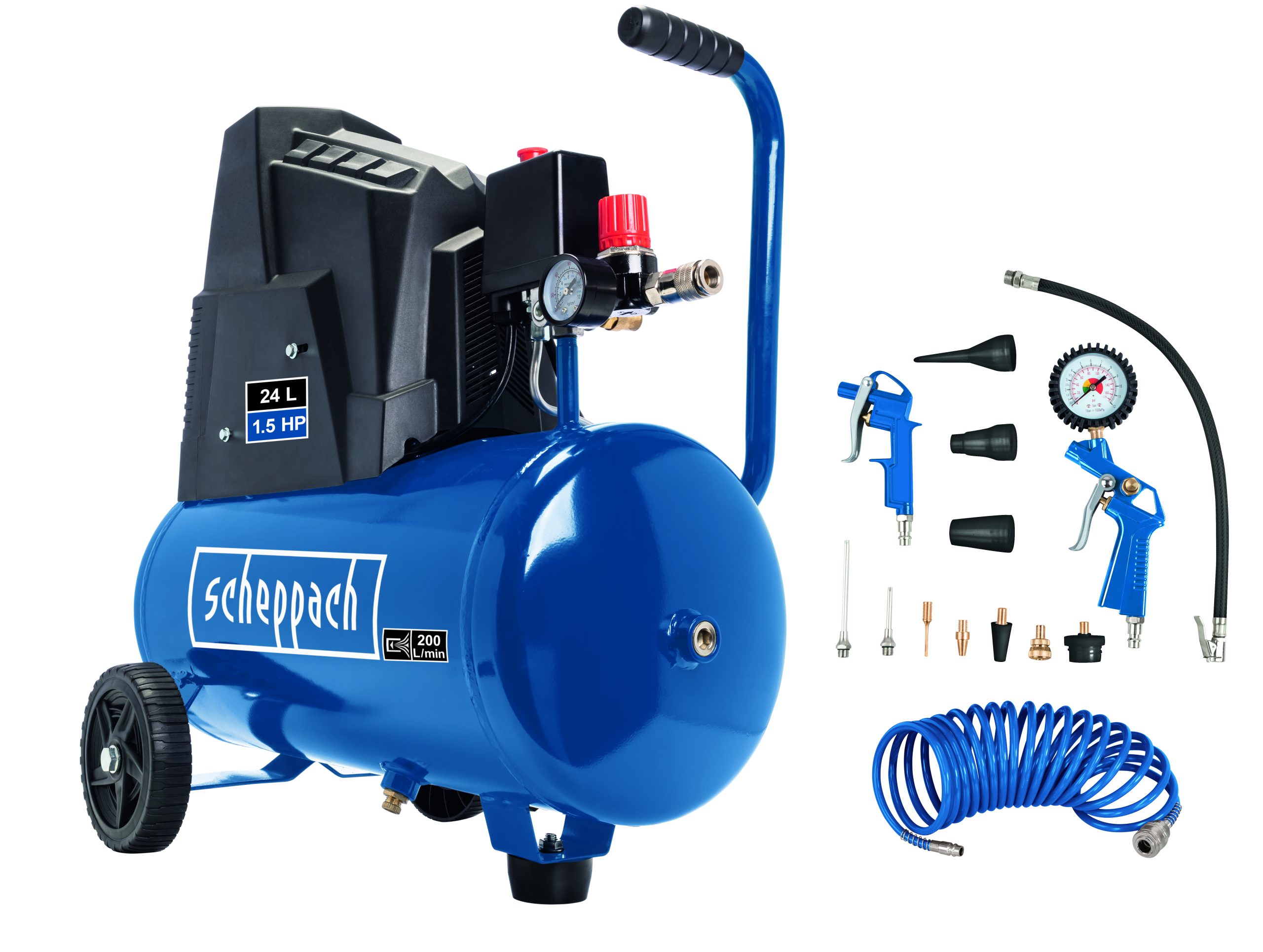 Scheppach HC30o Kompressor 24 Liter ölfrei mit Zubehör
