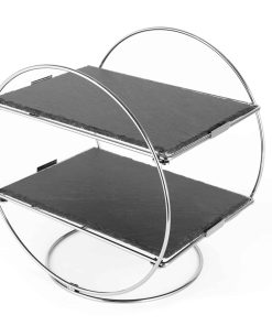 Schiefer Etagere Art-Deco-Stil 2-Stöckig