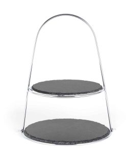 Schiefer Etagere (Bügel) 2-Stöckig - grau