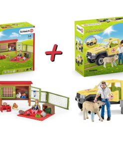 Schleich Farm World Set - Tierarztbesuch auf dem Bauernhof + Picknick mit kleinen Haustieren
