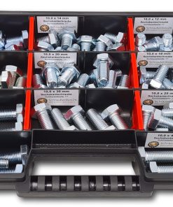 Sechskantschrauben Sortiment M10 // 12mm-45mm  90 tlg. Schraubenbox DIN 933 Vollgewindeschrauben Maschinenschrauben Gewindeschrauben Sechskantschrauben