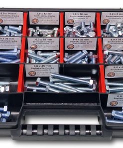 Sechskantschrauben Sortiment M6 // 6mm-60mm 200 tlg Schraubenbox DIN 933/ISO4017 Vollgewindeschrauben Maschinenschrauben Gewindeschrauben Sechskantschrauben