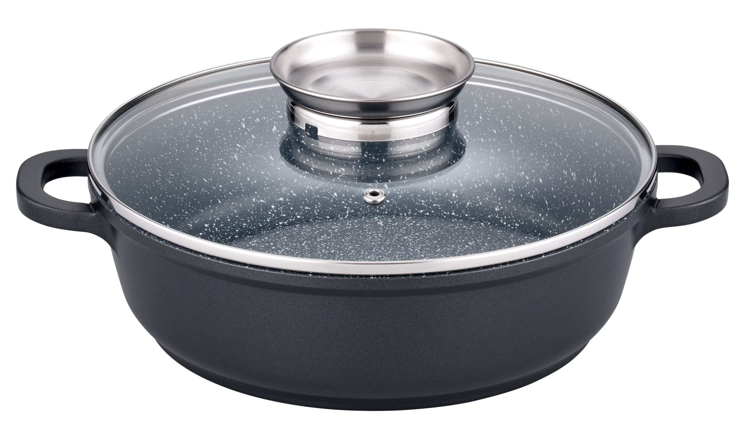 Servierpfanne Gourmet Granit 24cm mit Glasdeckel