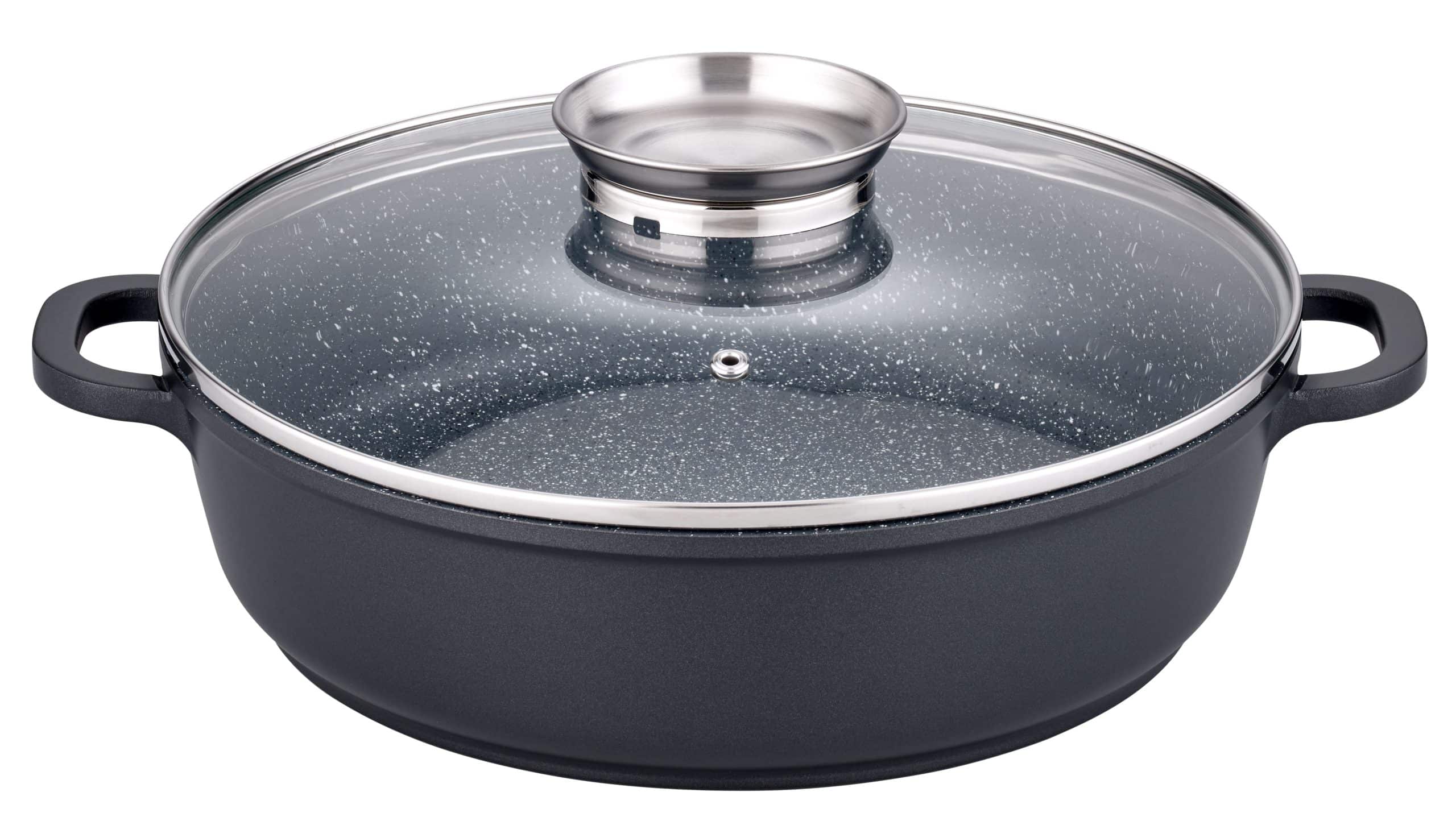 Servierpfanne Gourmet Granit 28cm mit Glasdeckel