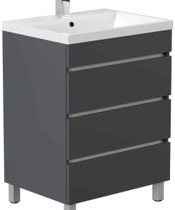 Stand Badmöbel Fellini 70 SoftClose eiche gold mit drei grifflosen Schubladen