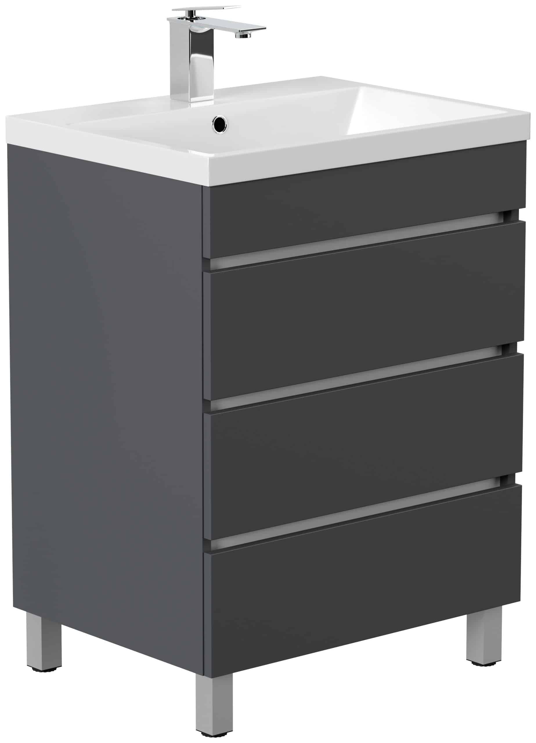 Stand Badmöbel Fellini 70 SoftClose eiche gold mit drei grifflosen Schubladen