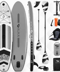 Stand Up Paddle Board "AUKAI Pro" mit Kajak-Sitz grau